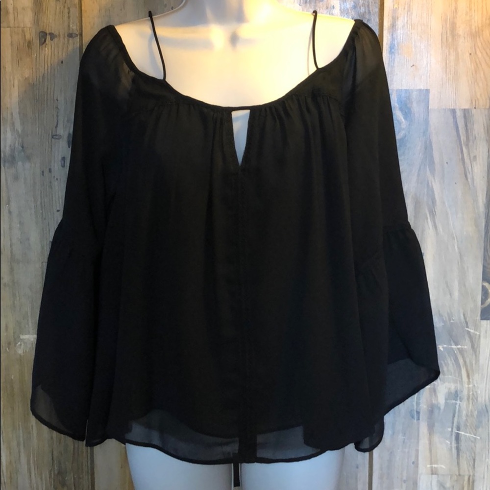 Zara Basic Flowy Cold Shoulder Blouse - image 1